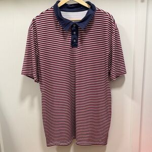 OFG Golf Striped Polo Shirt in Red, White & Blue